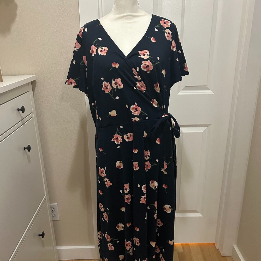 Fortune + Ivy Blue & Pink Floral Hi-low Dress - 1X